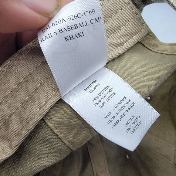 Rails Khaki Baseball Cap Adjustable Lightweight Comfort Cotton Hat Casual - Picture 9 of 10